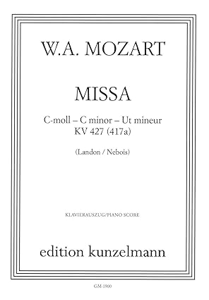 Missa c-Moll KV 427 (417a): Klavierauszug